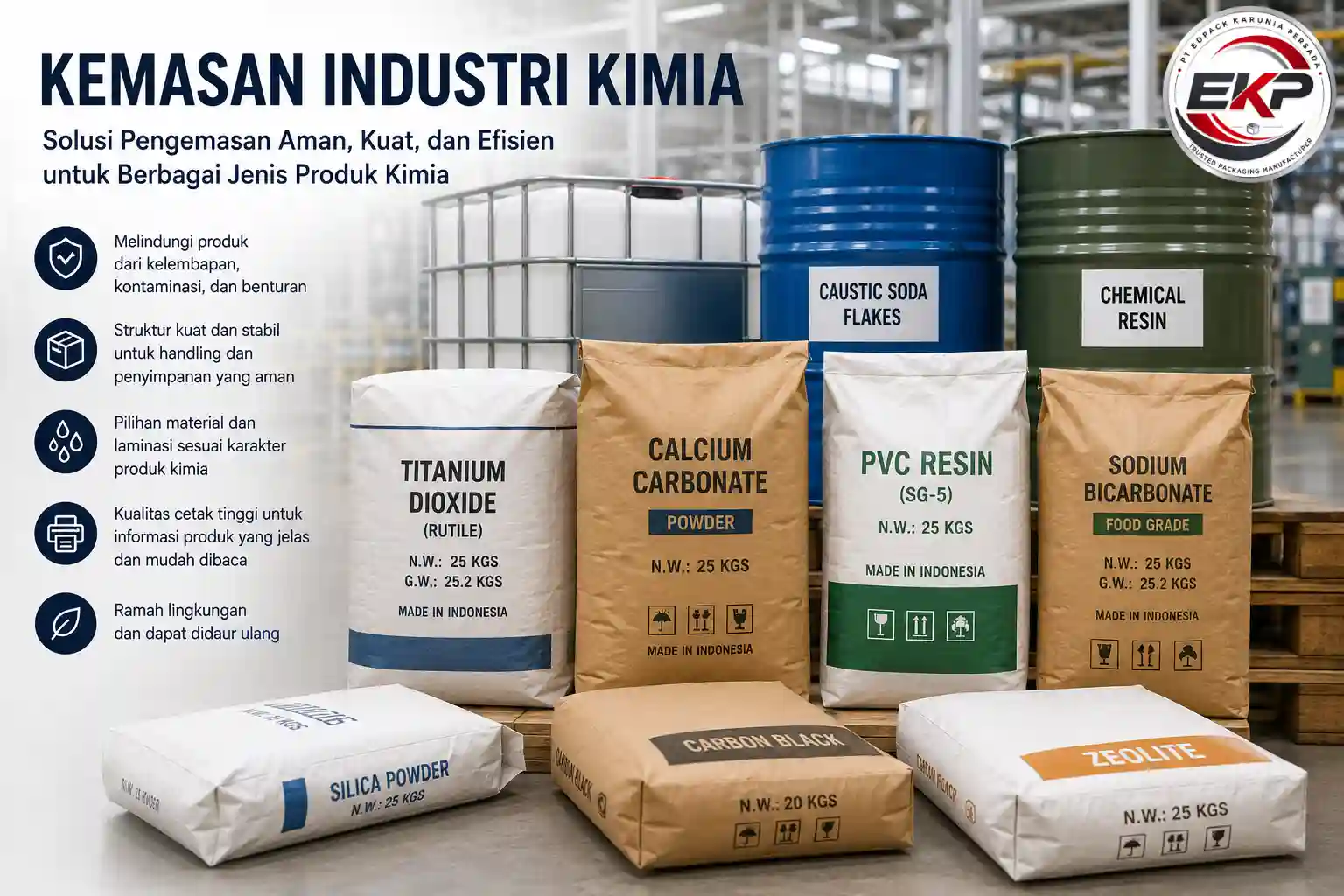 Kemasan Industri Kimia: Panduan Memilih Kemasan yang Tepat untuk Berbagai Jenis Produk! 1 kemasan industri kimia artikel edpack karunia persada